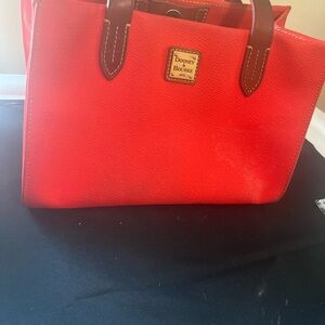 Dooney & Bourke Red Leather Tote Bag REHAB. needs to be cleaned.